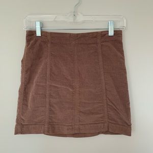 Free People Modern Femme Cord Mini Skirt Neutral